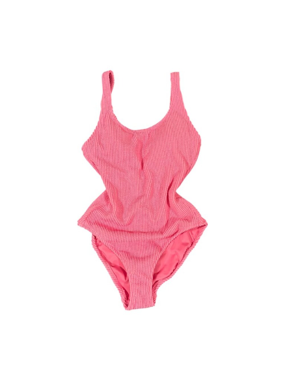 Shade and Shore Pink Crinkle One Piece Swimsuit - Scoop Neck Medium Coverage XS - Picture 4 of 6